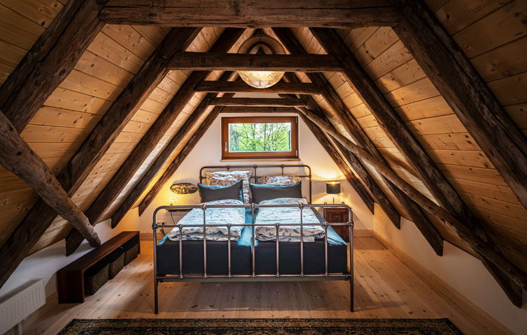 sleeping space in the attic room